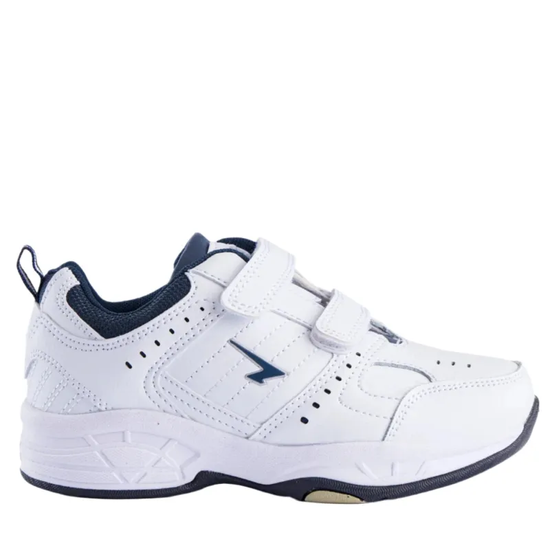 Sfida Defy Junior Velcro White/navy sold by Bayside Shoe Warehouse