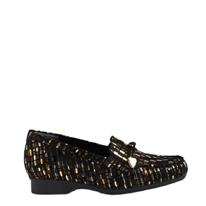 Ziera Fremch Black-Copper Mosaic Wedge Slip On Shoe sold by Bayside Shoe Warehouse