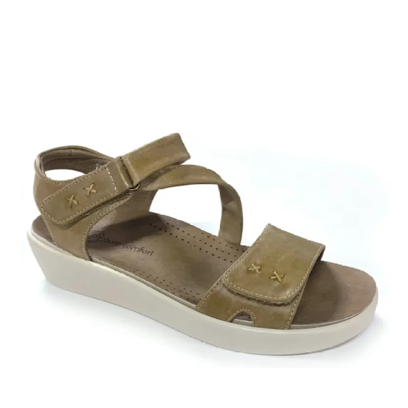 Pure Comfort Hena Khaki Adjustable Sandal sold by Bayside Shoe Warehouse