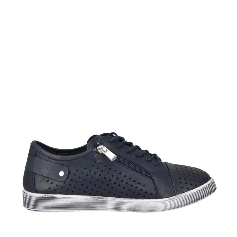Cabello Eg17 Navy Side Zip & Lace Up Sneakers sold by Bayside Shoe Warehouse