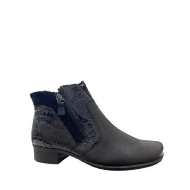 Aco Comfort Acwell Black Leather/Croc sold by Bayside Shoe Warehouse