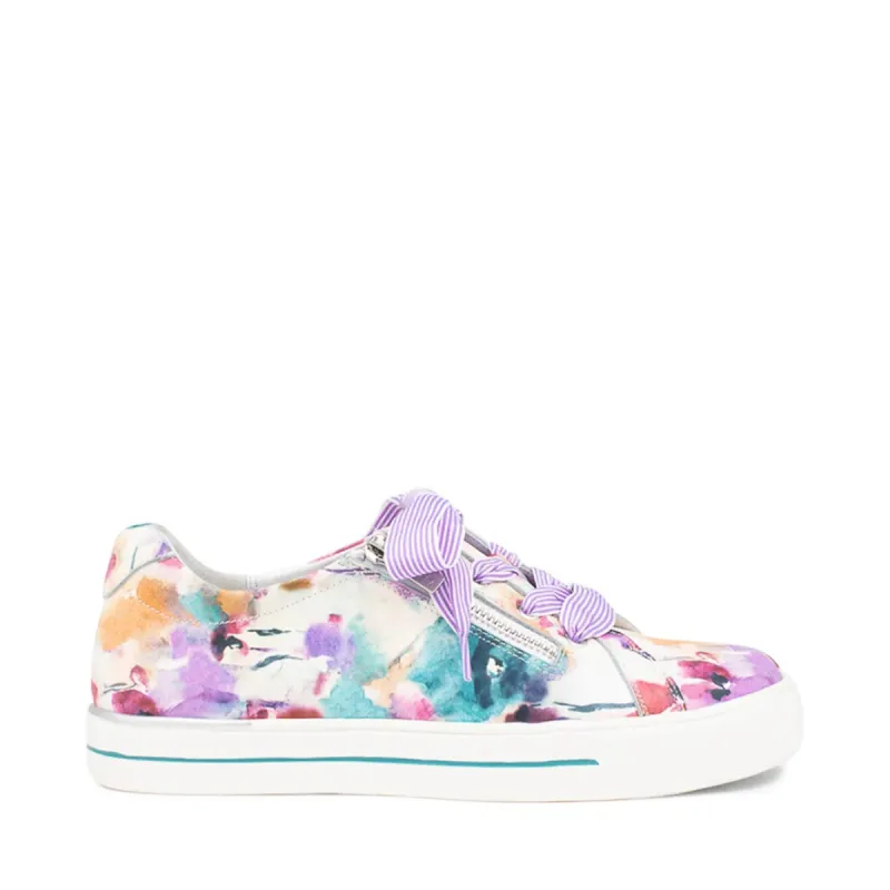 Ziera Audrey Pansy Print Size Zip Sneaker sold by Bayside Shoe Warehouse