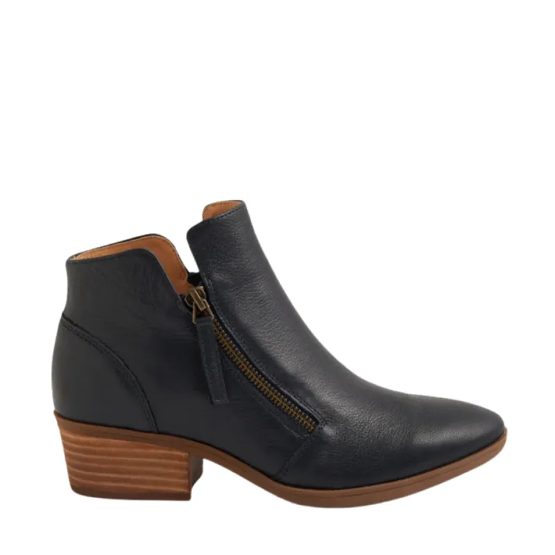 Diana Ferrari Zoner Black-Natural Side Zip Ankle Boot sold by Bayside Shoe Warehouse
