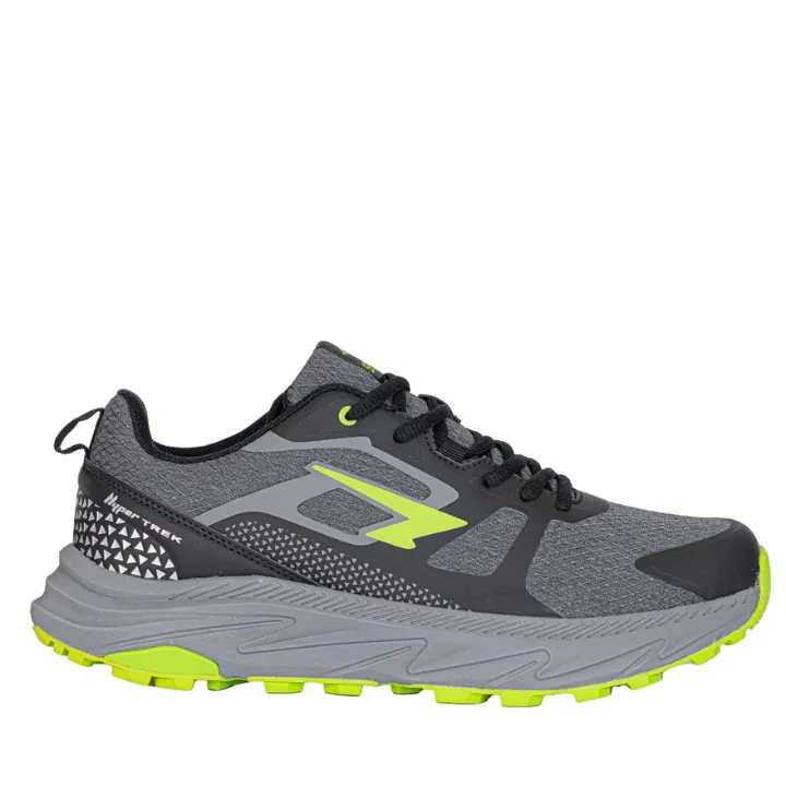 Sfida Peak Mens Trail Runners Grey/Black/Green sold by Bayside Shoe Warehouse