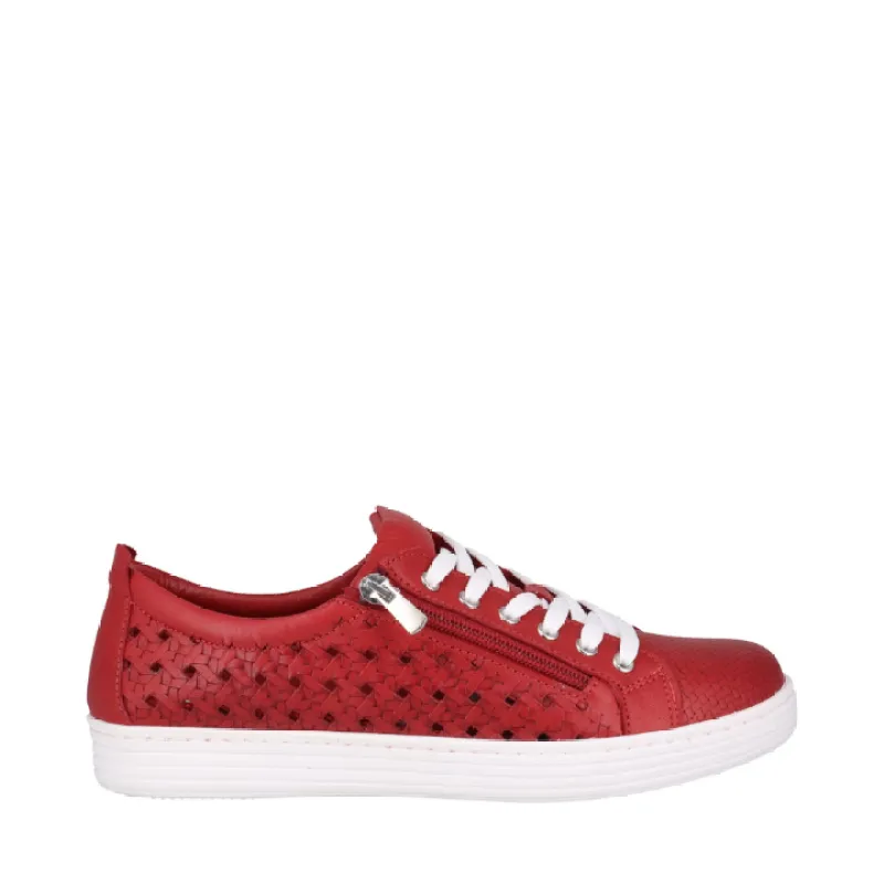 Cabello United Red Side Zip & Lace Up Sneakers sold by Bayside Shoe Warehouse