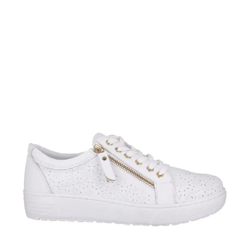 Cabello Eg71 White Side Zip & Lace Up Sneakers sold by Bayside Shoe Warehouse