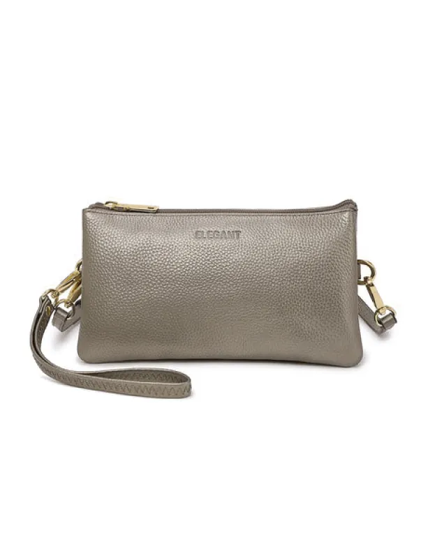 Serenade Candice Leather Wallet with Shoulder Strap Pewter sold by Bayside Shoe Warehouse