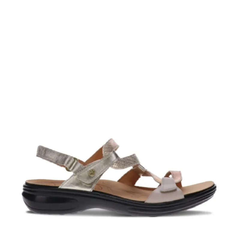 Revere Miami Mixed Metallic Wide Adjustable Sandal sold by Bayside Shoe Warehouse