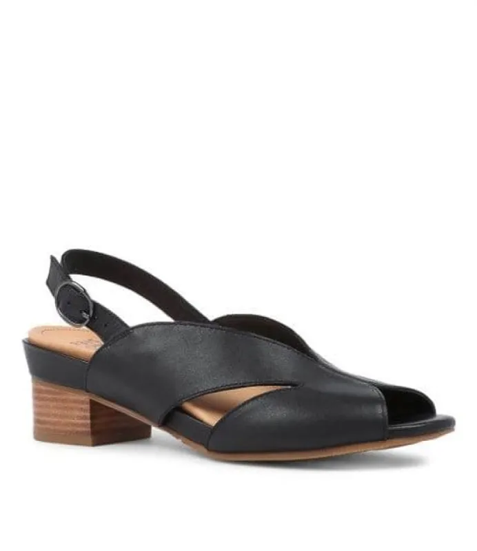 Ziera Addya XW Black Natural Heel Leather Heeled Adjustable Sandal sold by Bayside Shoe Warehouse