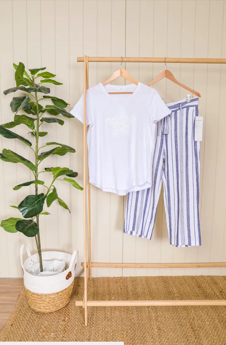 Jump 7/8 Stripe Waist Linen Pant sold by Bayside Shoe Warehouse product image thumbnail 2