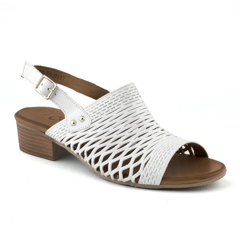 Cabello Alaca White Adjustable Heeled Sandals sold by Bayside Shoe Warehouse