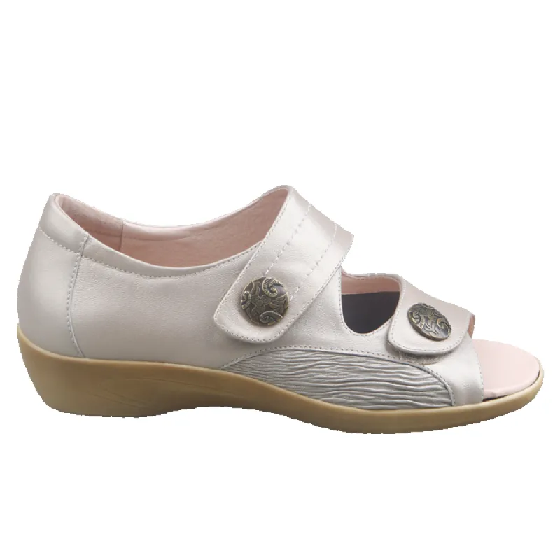 Pure Comfort Arwon Champagne Adjustable Sandal sold by Bayside Shoe Warehouse