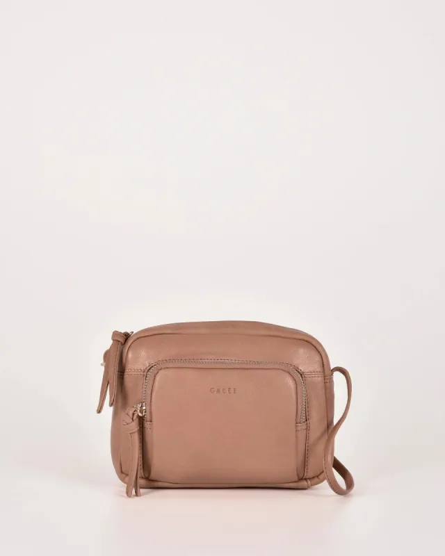 Gabee Regan Soft Leather Crossbody Taupe sold by Bayside Shoe Warehouse