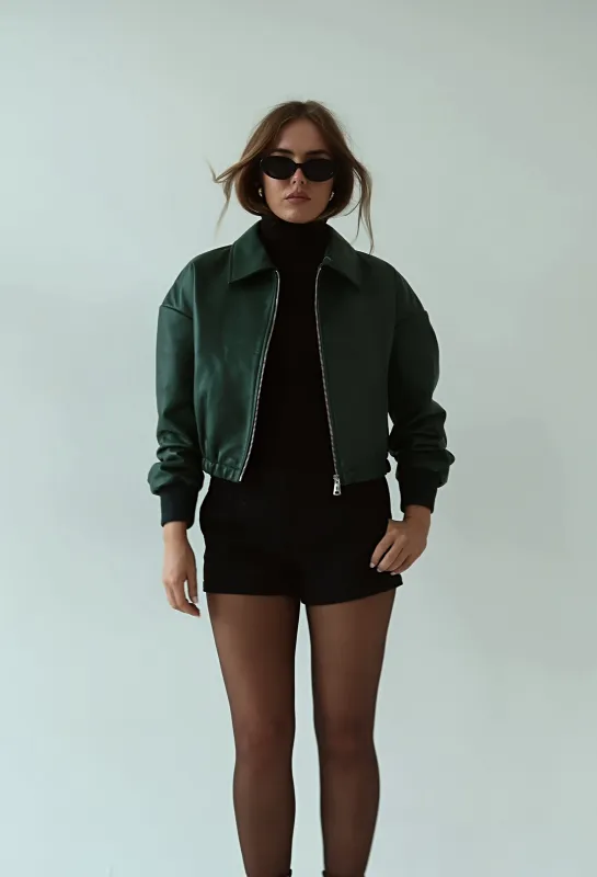 Freya Cropped Bomber sold by Niamae