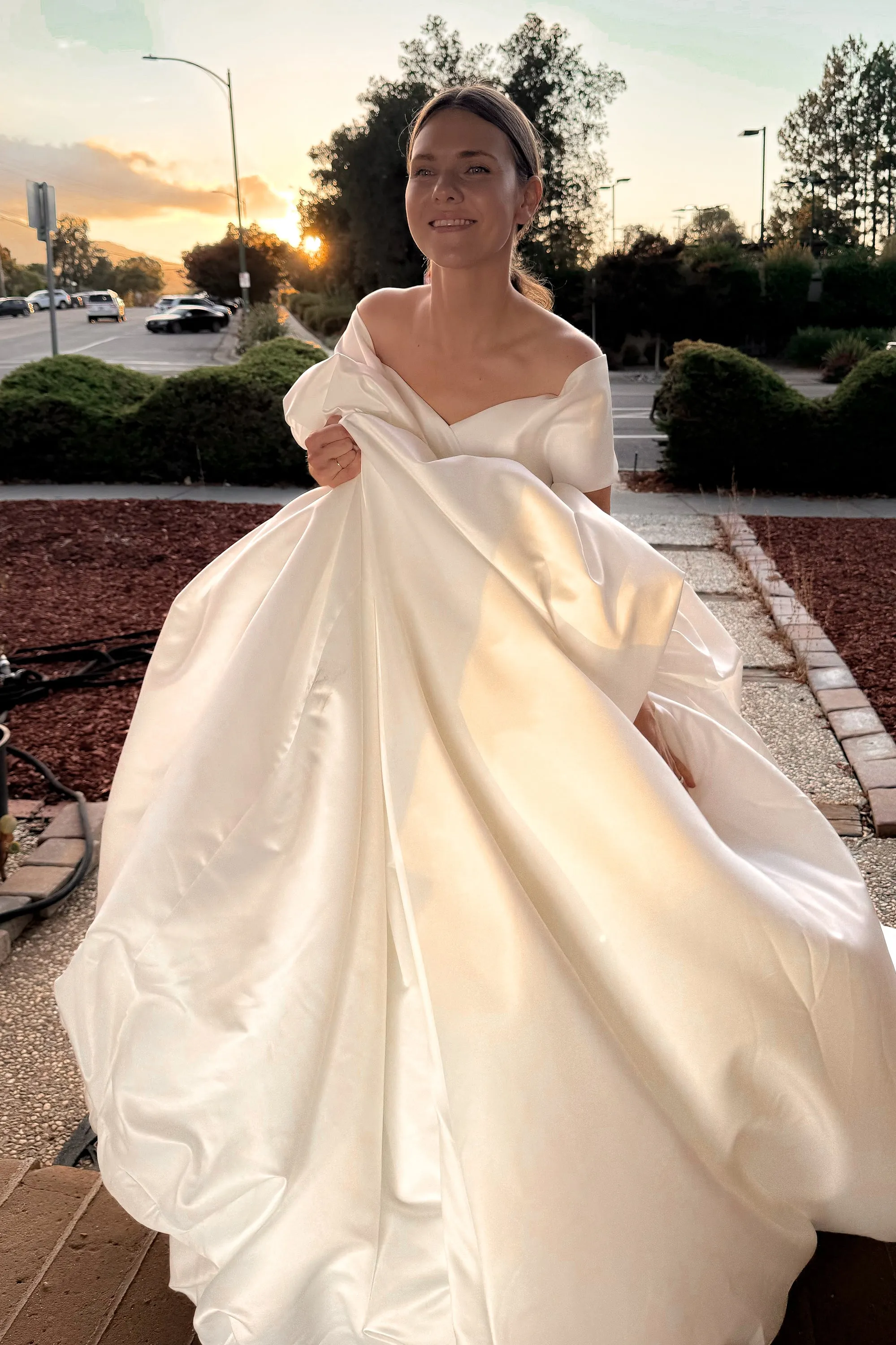 Convertible Satin Wedding Dress Mira (dress+overskirt) sold by Olivia Bottega product image thumbnail 5