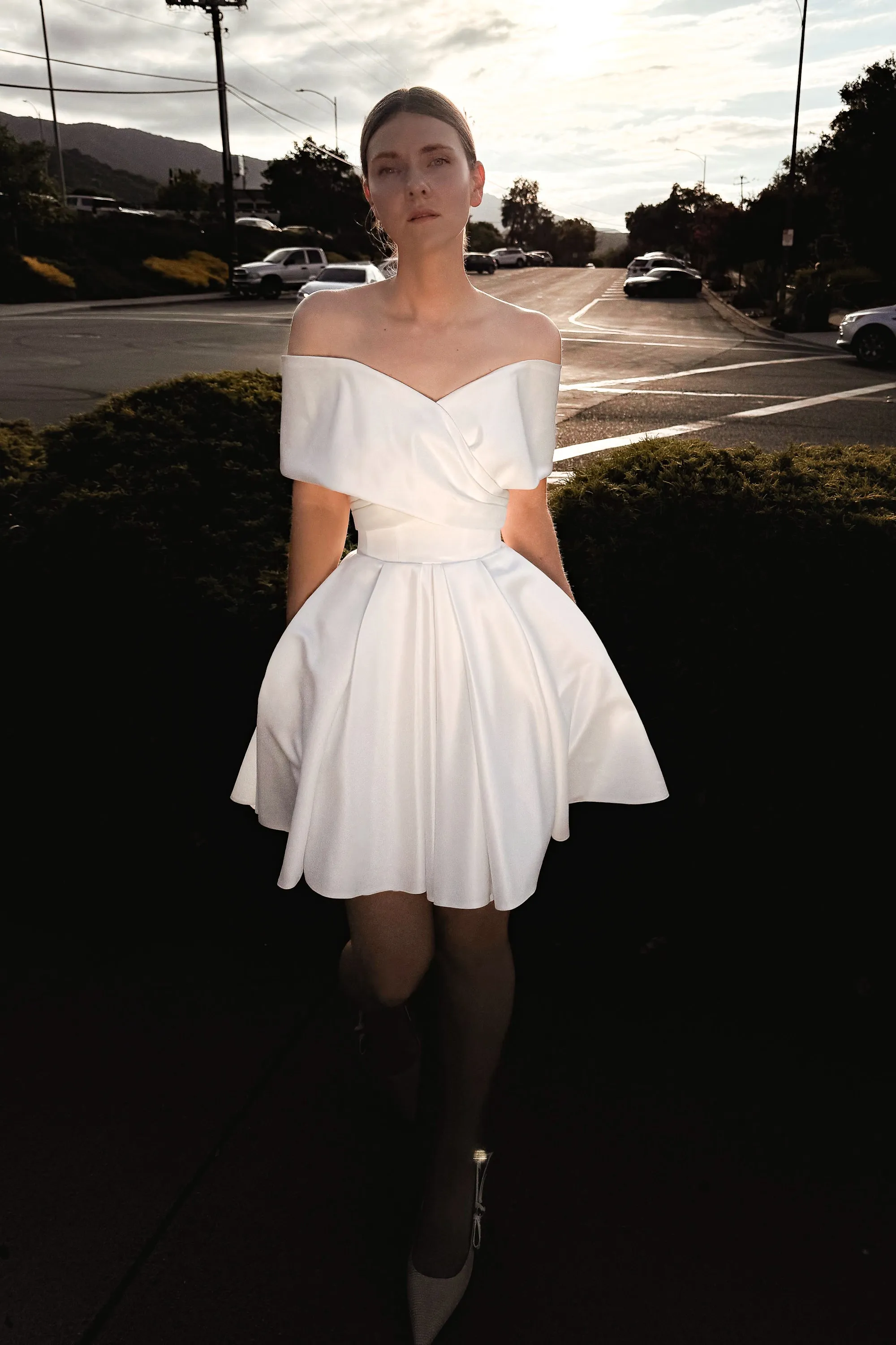 Convertible Satin Wedding Dress Mira (dress+overskirt) sold by Olivia Bottega product image thumbnail 4