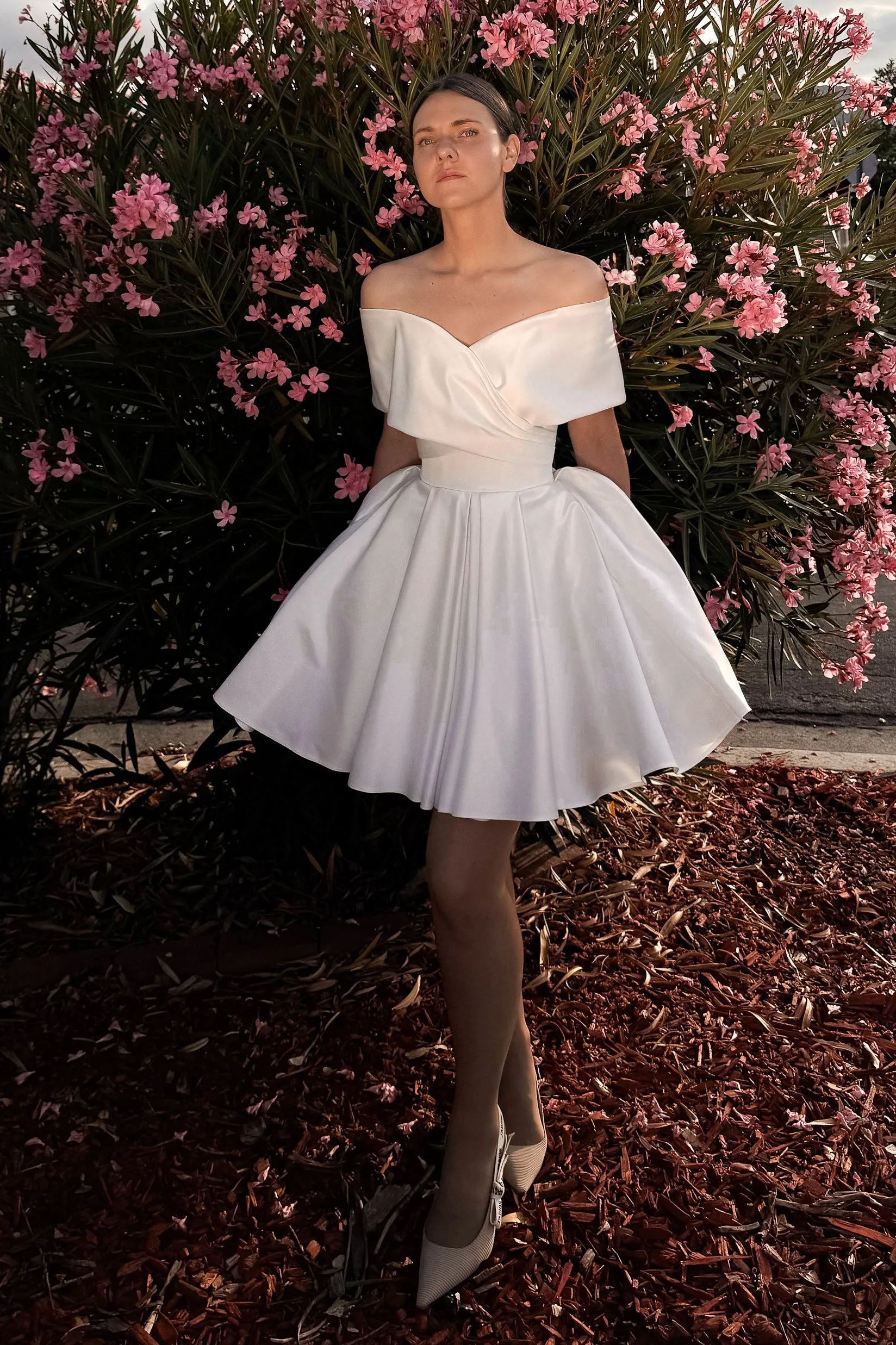Convertible Satin Wedding Dress Mira (dress+overskirt) sold by Olivia Bottega product image thumbnail 2
