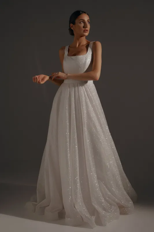 Sparkle Wedding Dress Inkery With Square Neckline sold by Olivia Bottega