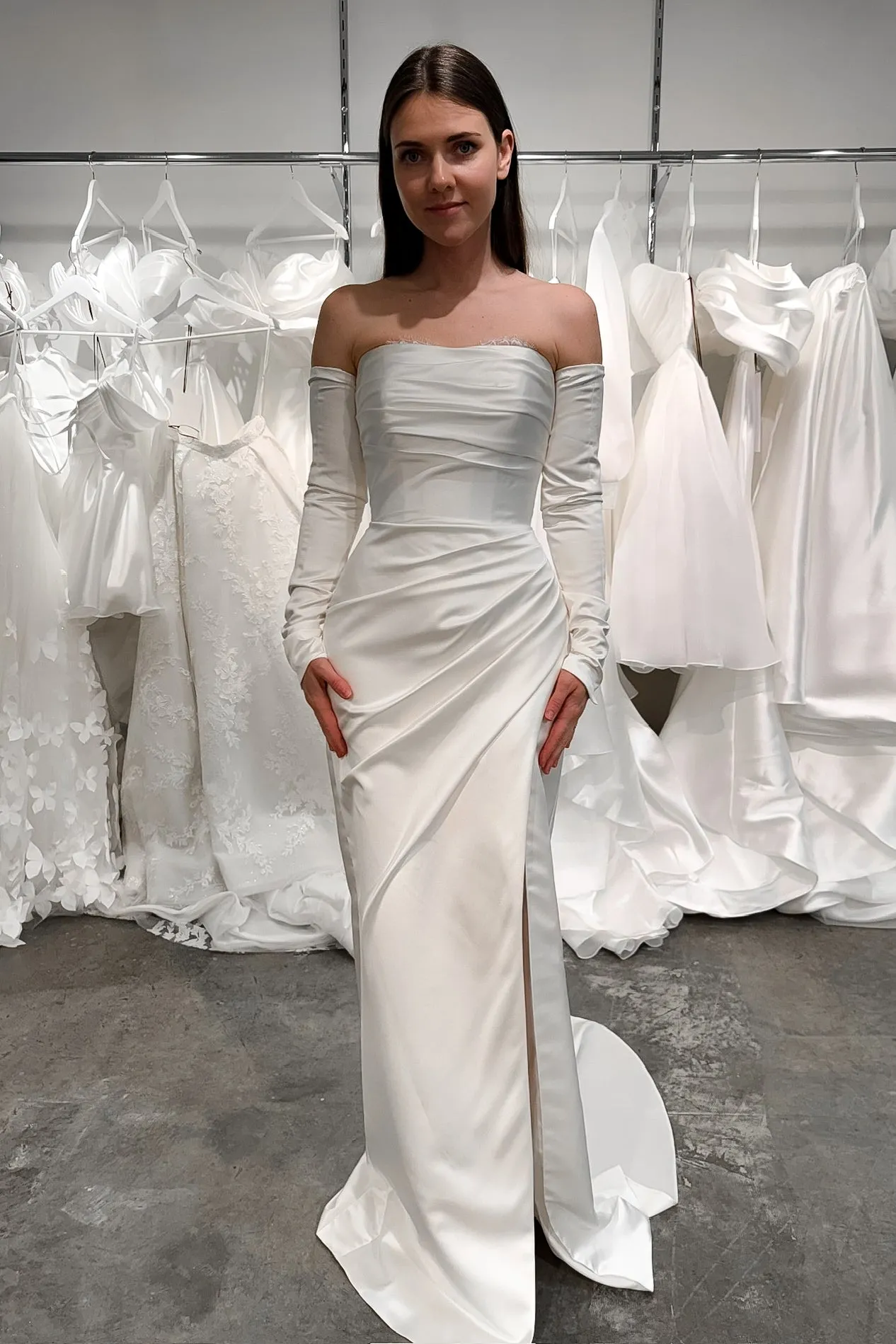 Satin Wedding Dress Kate With Detachable Sleeves sold by Olivia Bottega