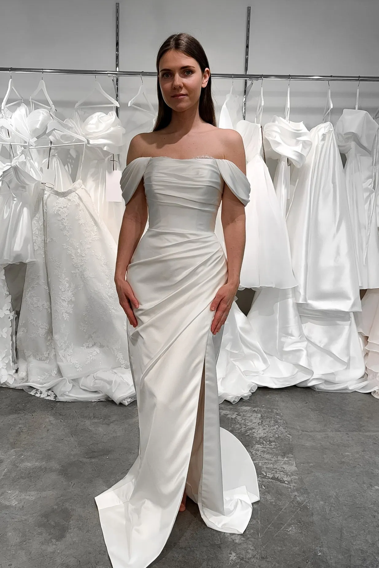 Satin Wedding Dress Kate With Detachable Sleeves sold by Olivia Bottega product image thumbnail 2