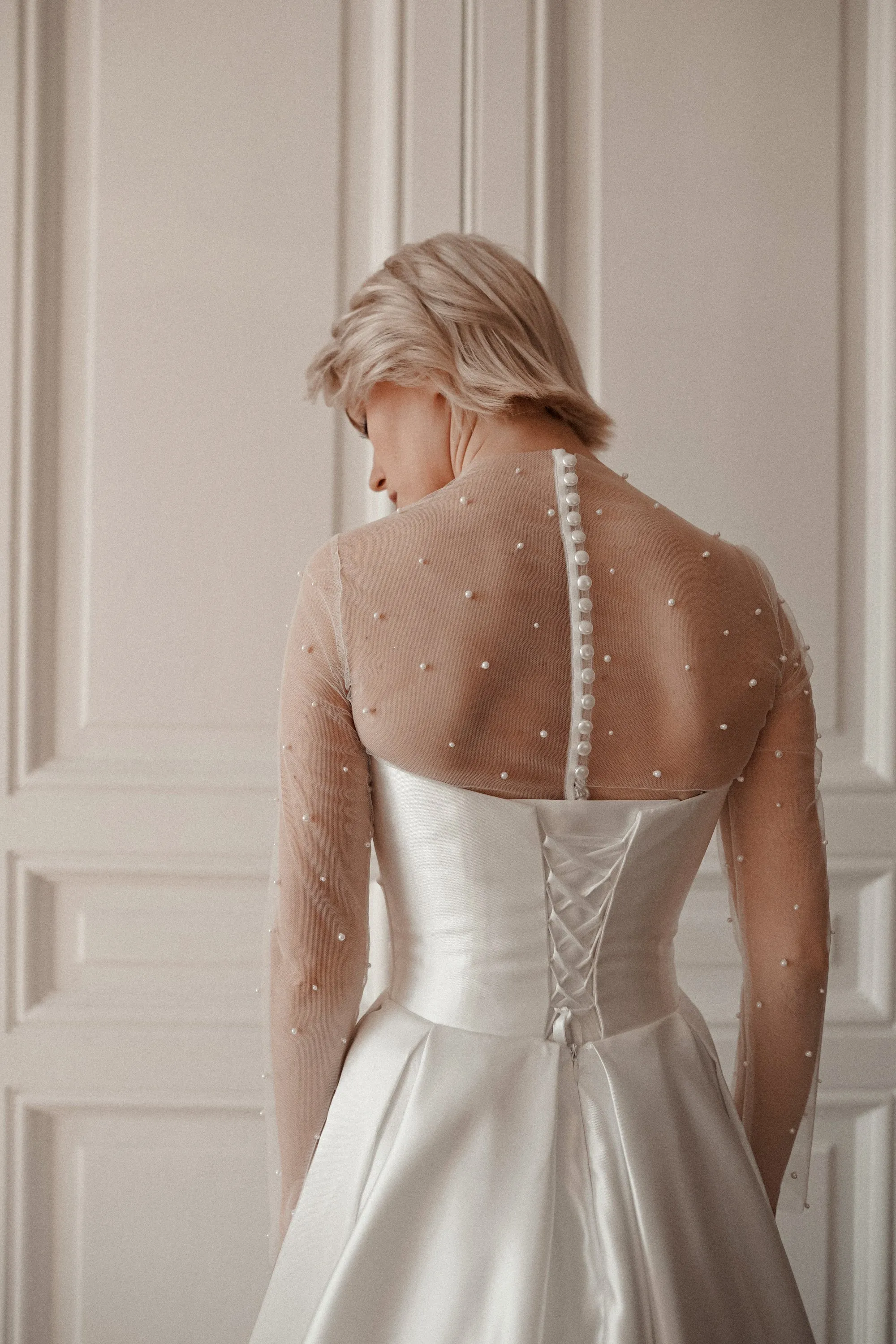 Tulle Blouse Chloe with Pearls | Ready-to-Ship sold by Olivia Bottega product image thumbnail 3