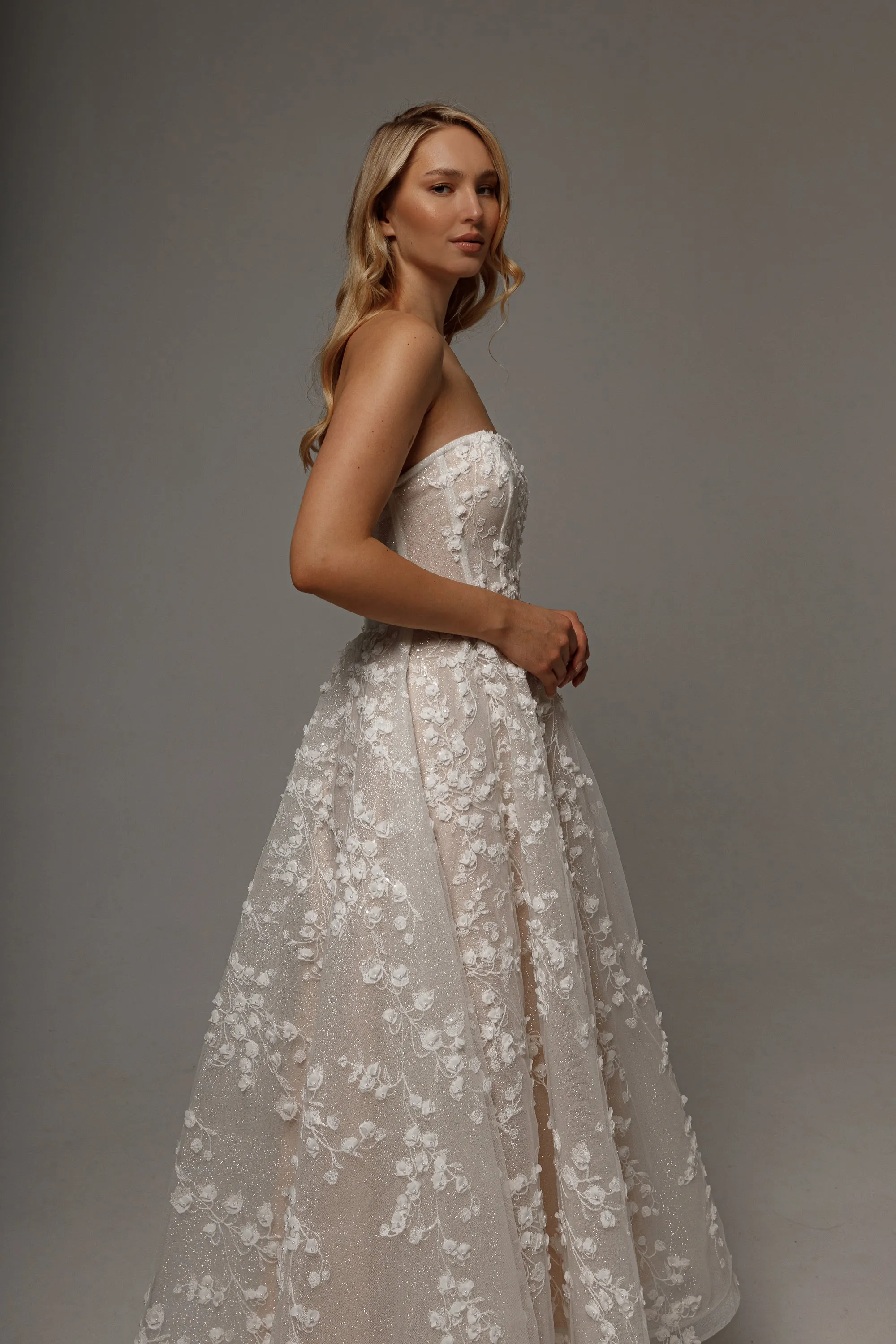Floral Lace Wedding Dress Betty with Detachable Bolero sold by Olivia Bottega product image thumbnail 3