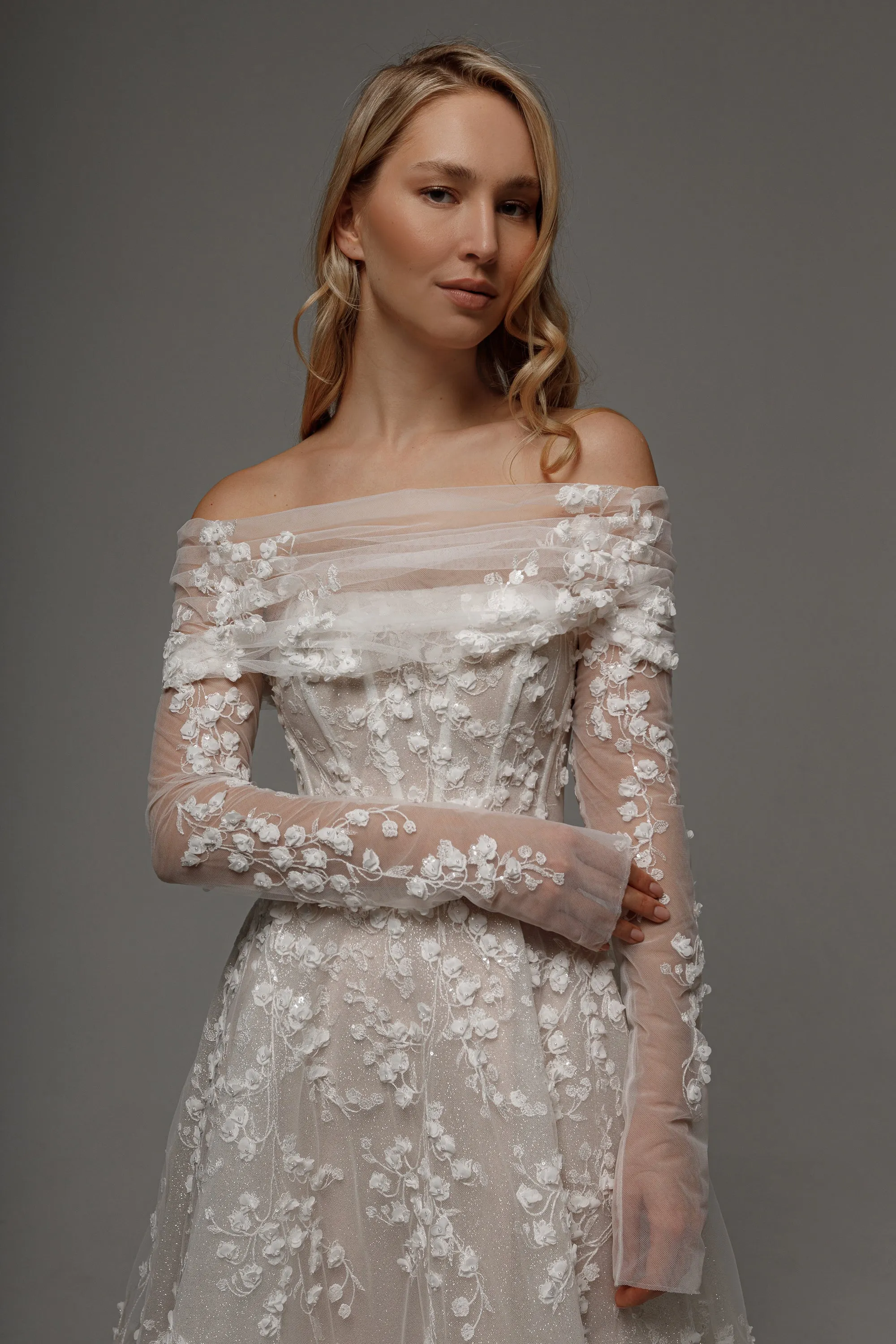 Floral Lace Wedding Dress Betty with Detachable Bolero sold by Olivia Bottega product image thumbnail 5