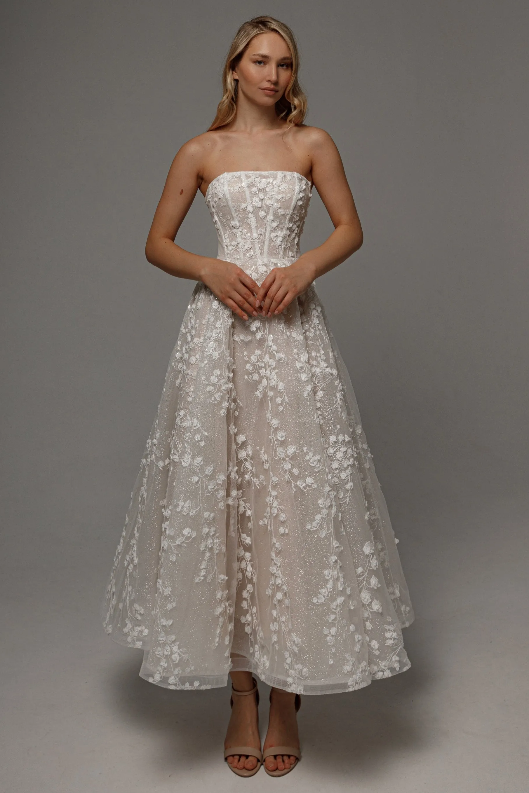 Floral Lace Wedding Dress Betty with Detachable Bolero sold by Olivia Bottega product image thumbnail 2