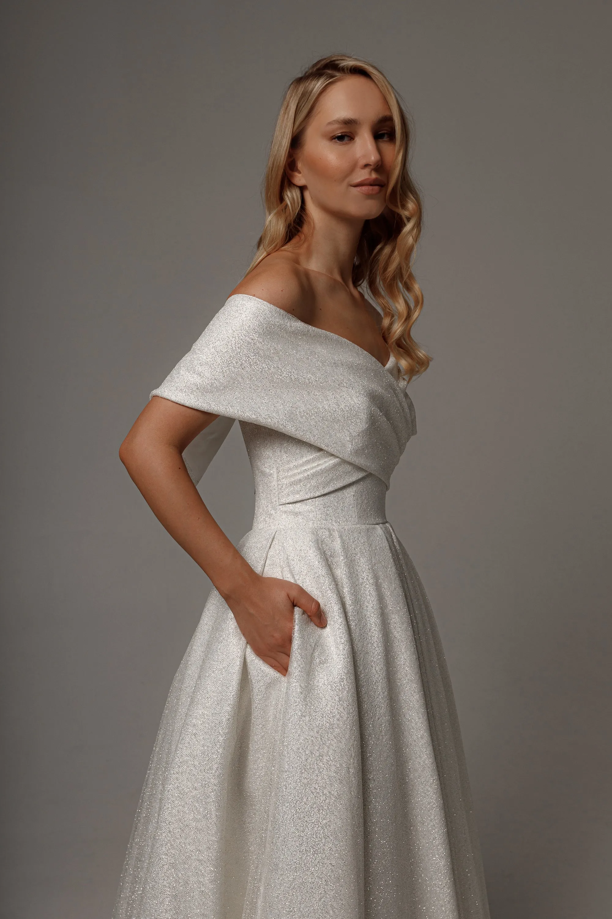 Sparkly Tea Length Wedding Dress Abril sold by Olivia Bottega product image thumbnail 3