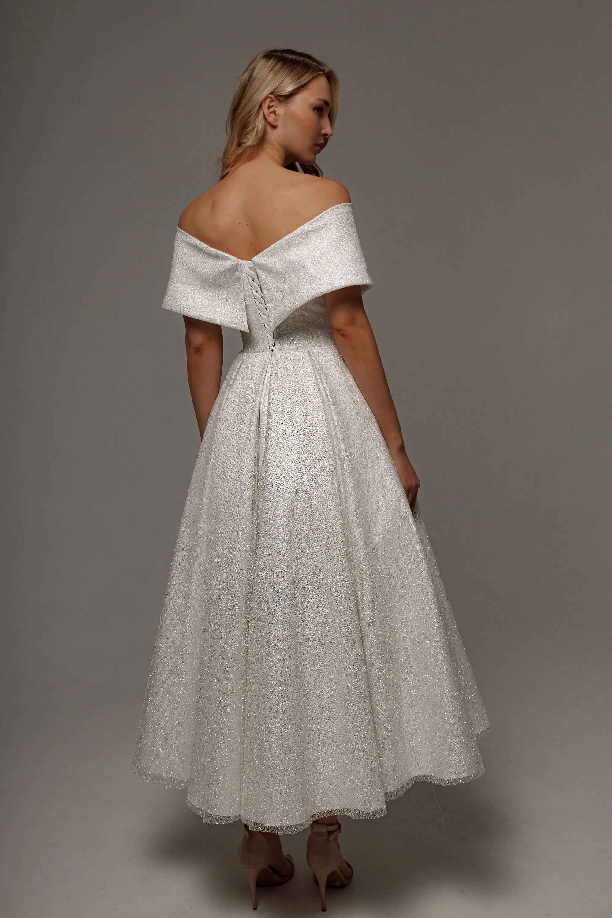 Sparkly Tea Length Wedding Dress Abril sold by Olivia Bottega product image thumbnail 2