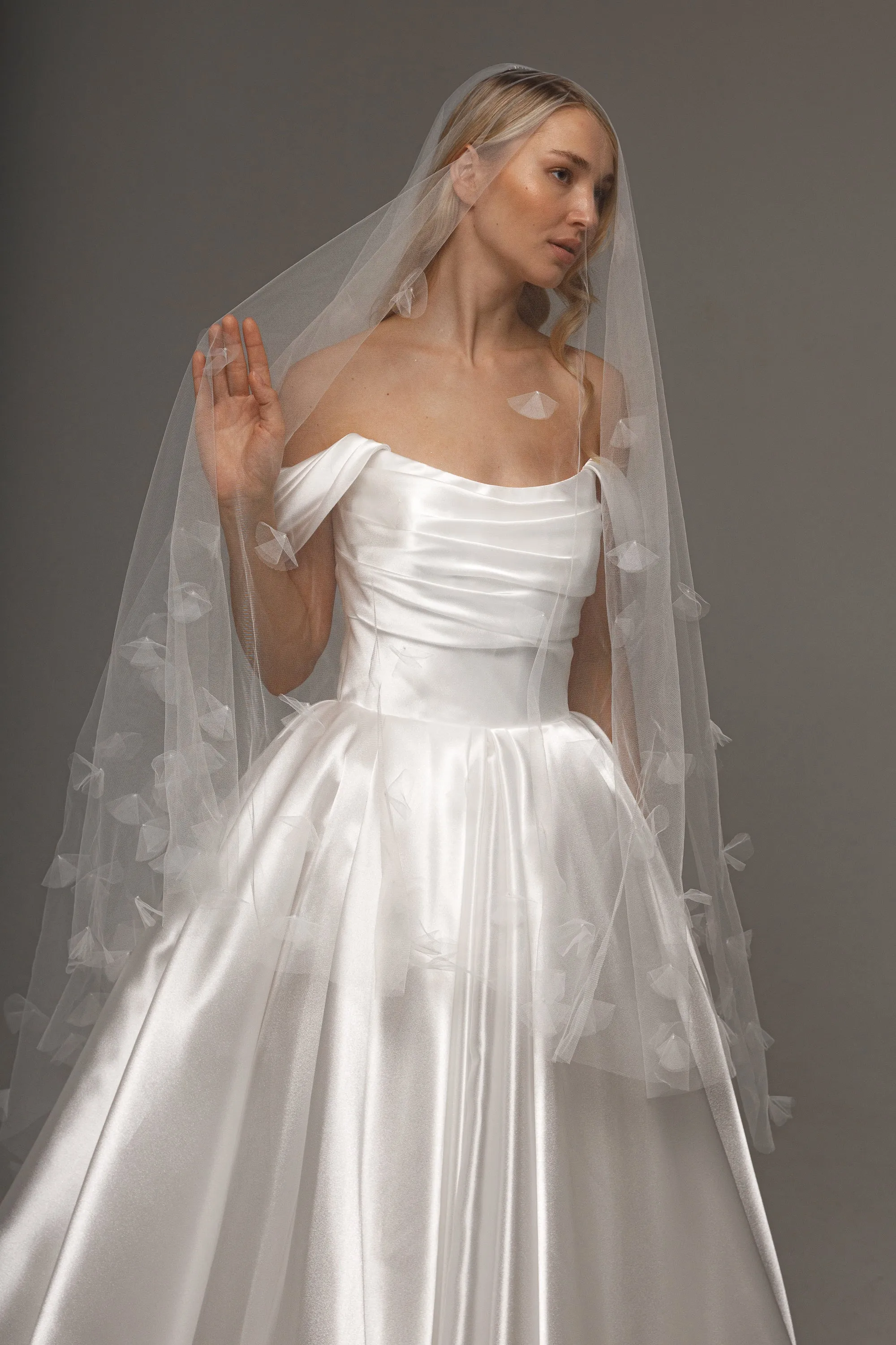 Two-Tier Wedding Veil with 3D Applique sold by Olivia Bottega product image thumbnail 3