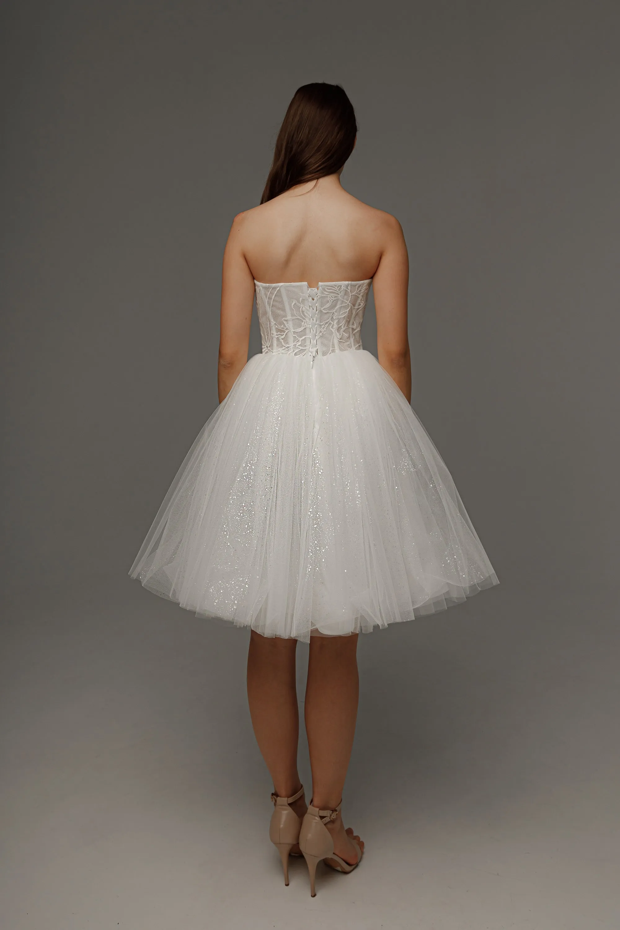 Short Wedding Dress Helena with Detachable Straps sold by Olivia Bottega product image thumbnail 5