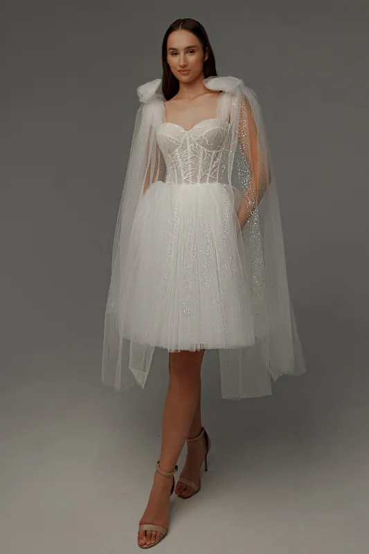 Short Wedding Dress Helena with Detachable Straps sold by Olivia Bottega