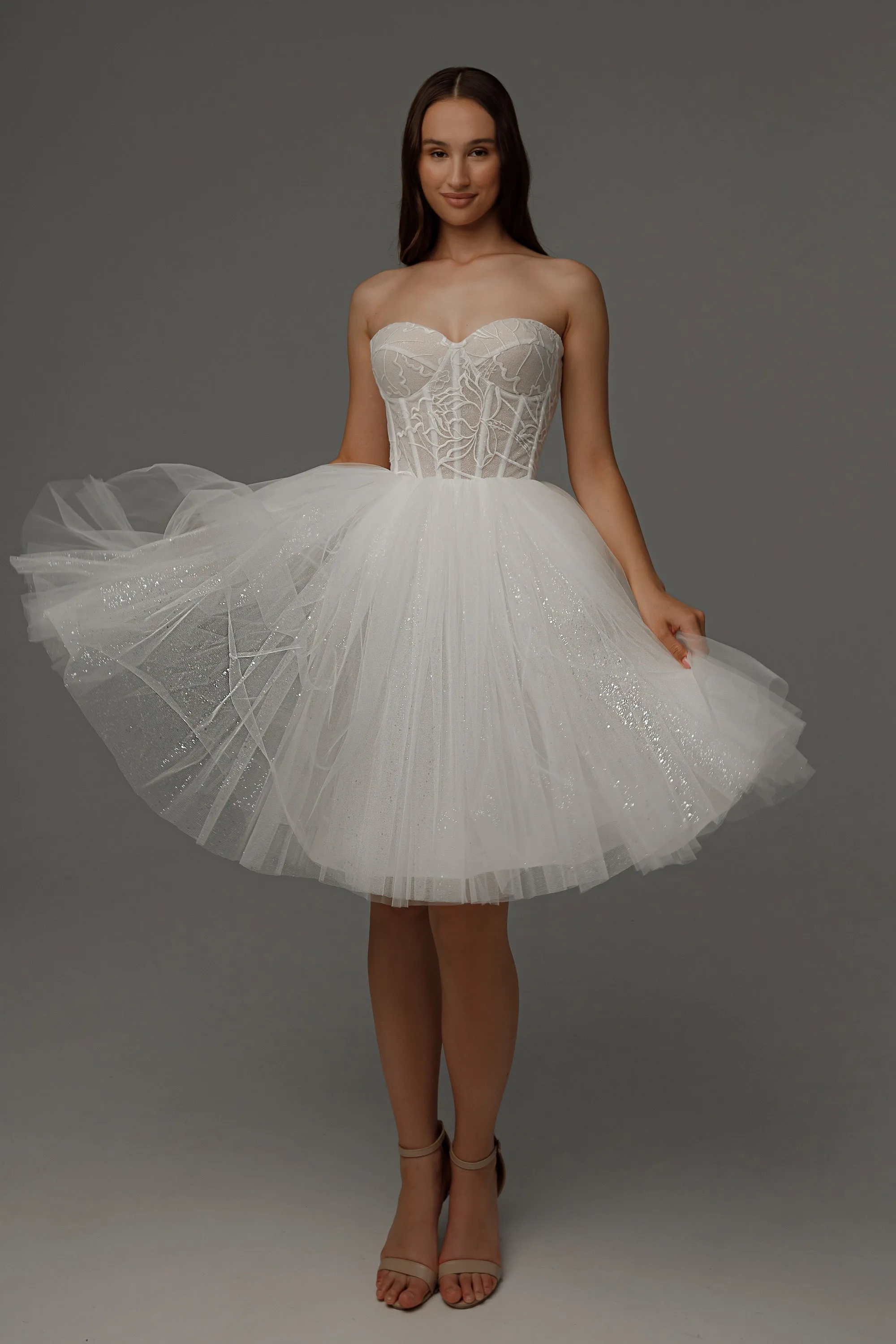 Short Wedding Dress Helena with Detachable Straps sold by Olivia Bottega product image thumbnail 2