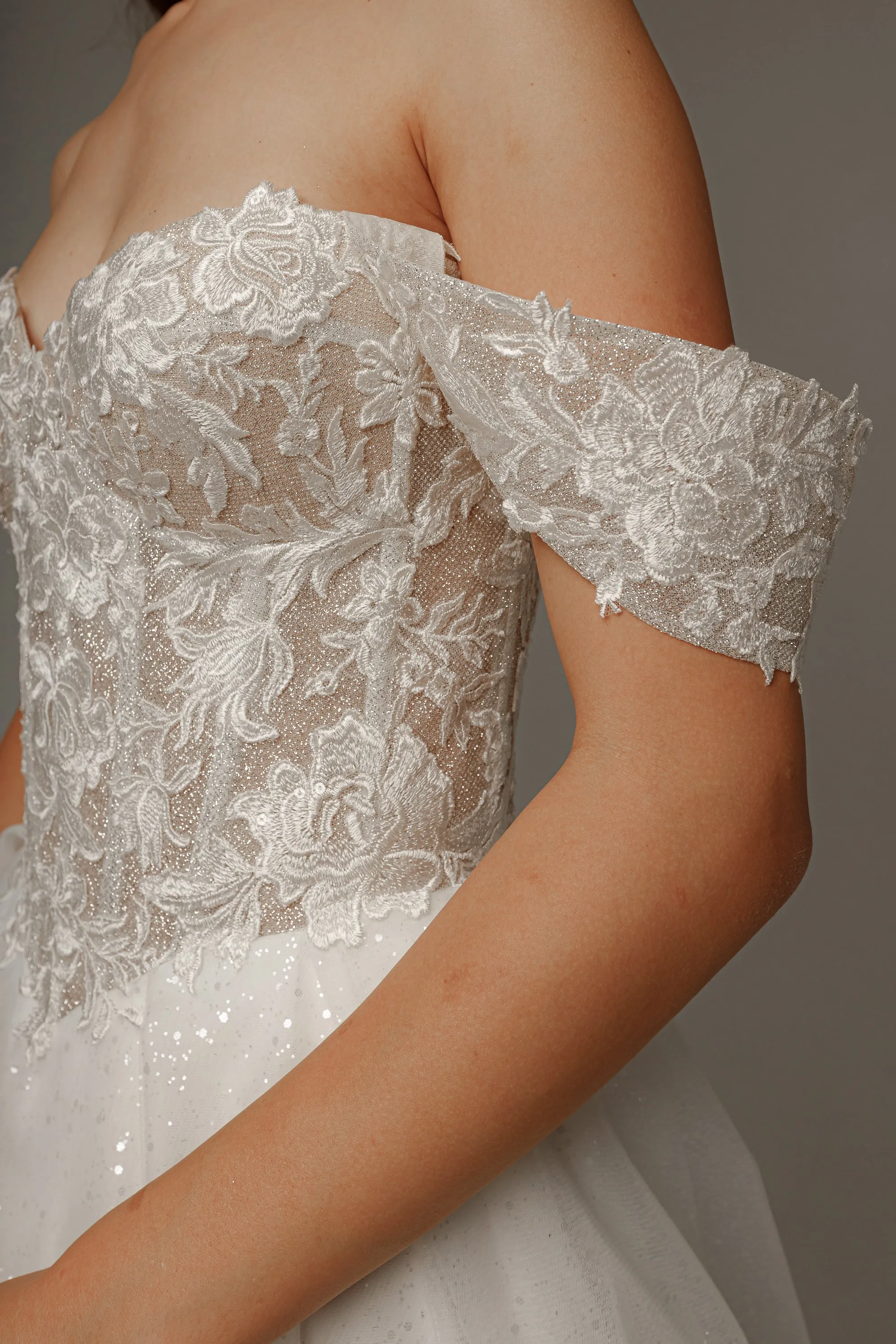 Floral Lace Wedding Dress Kristy with Detachable Cape sold by Olivia Bottega product image thumbnail 4