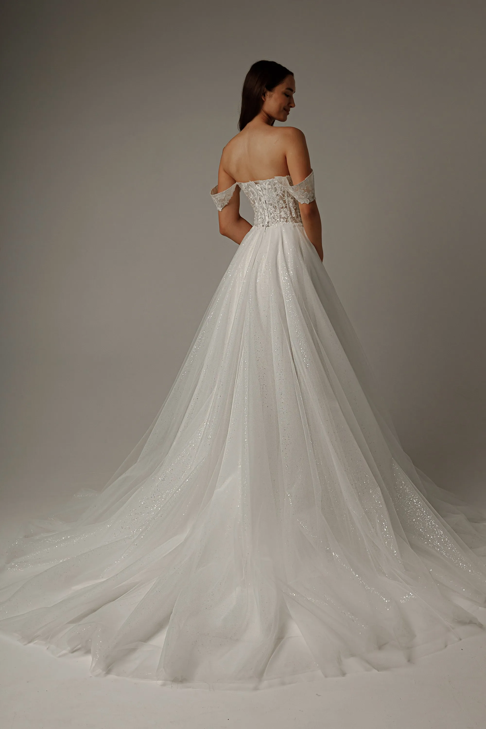 Floral Lace Wedding Dress Kristy with Detachable Cape sold by Olivia Bottega product image thumbnail 5