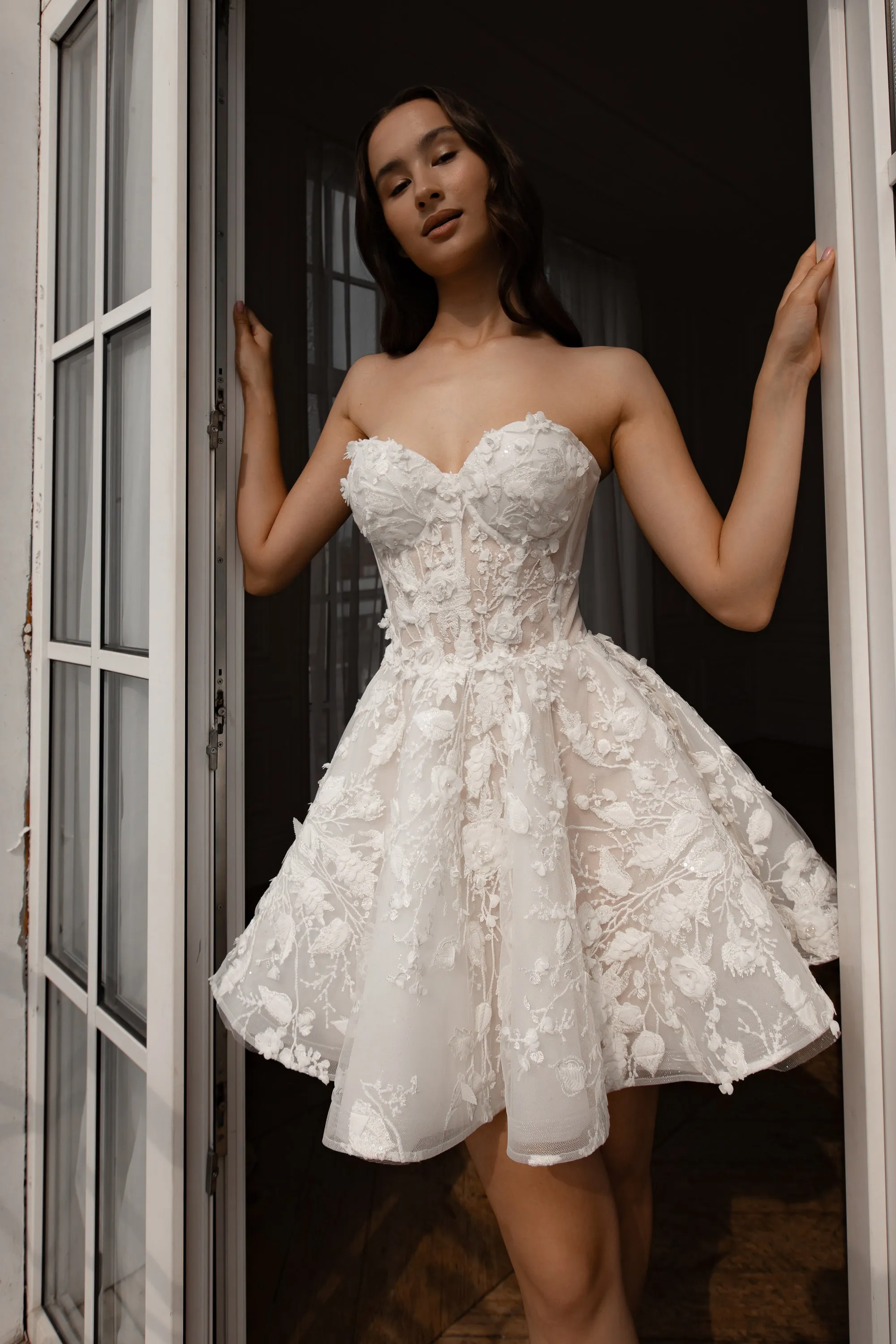 Short Floral Lace Wedding Dress Selkie sold by Olivia Bottega product image thumbnail 5