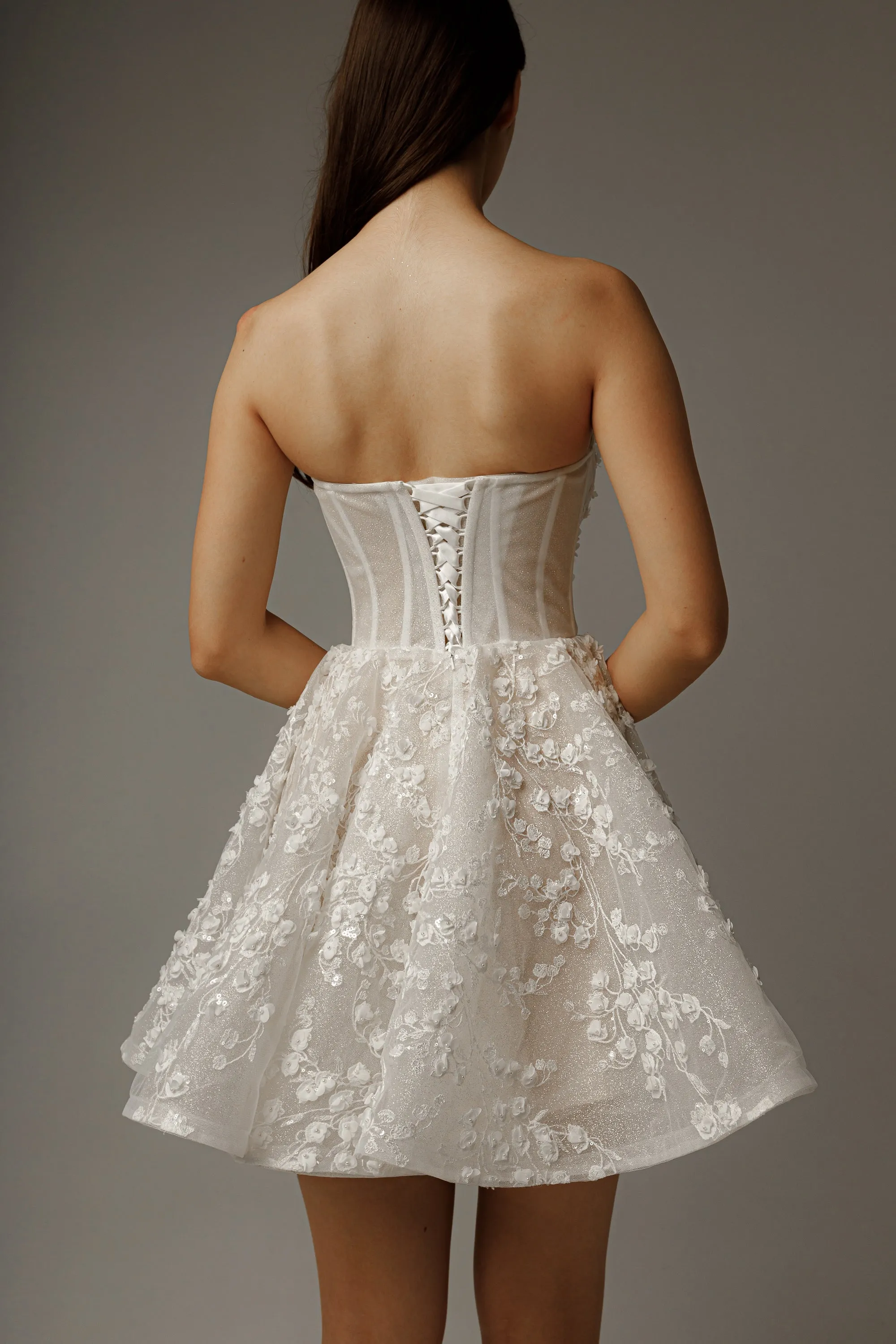 Short Floral Lace Wedding Dress Moonlit Siren sold by Olivia Bottega product image thumbnail 5