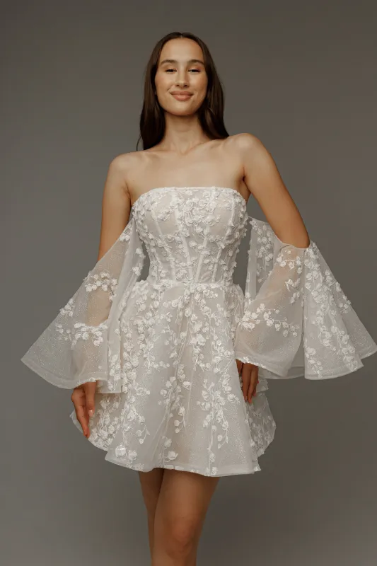 Short Floral Lace Wedding Dress Moonlit Siren sold by Olivia Bottega