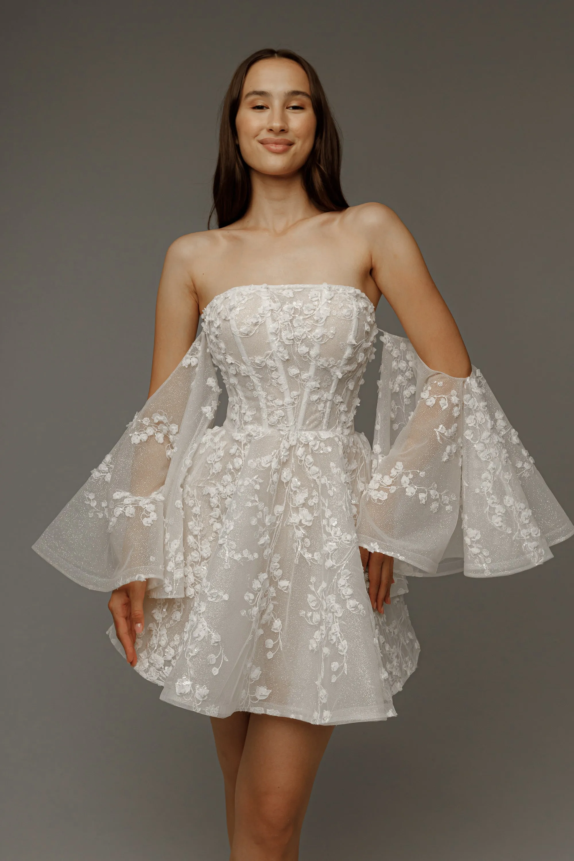 Short Floral Lace Wedding Dress Moonlit Siren sold by Olivia Bottega
