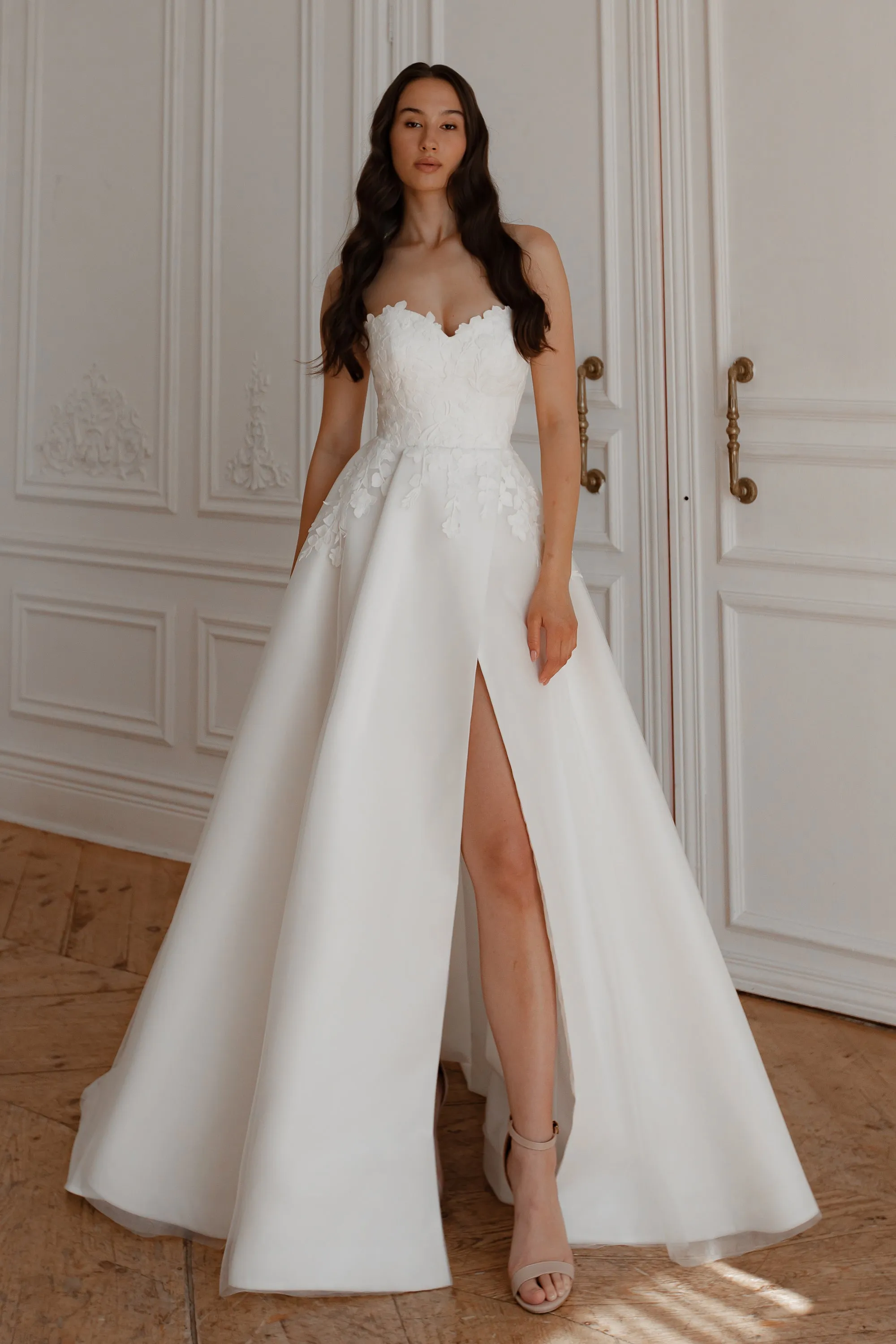 Floral Lace Wedding Dress Lillian with Detachable Sleeves sold by Olivia Bottega product image thumbnail 2