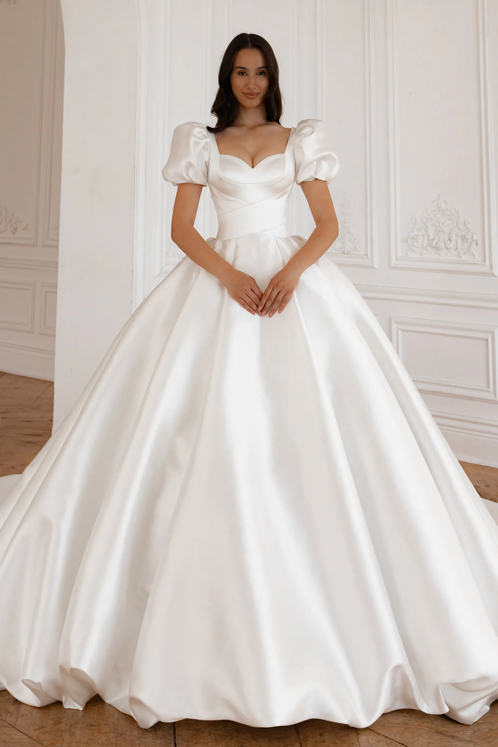 Mikado Wedding Gown Aurora with Long Train sold by Olivia Bottega