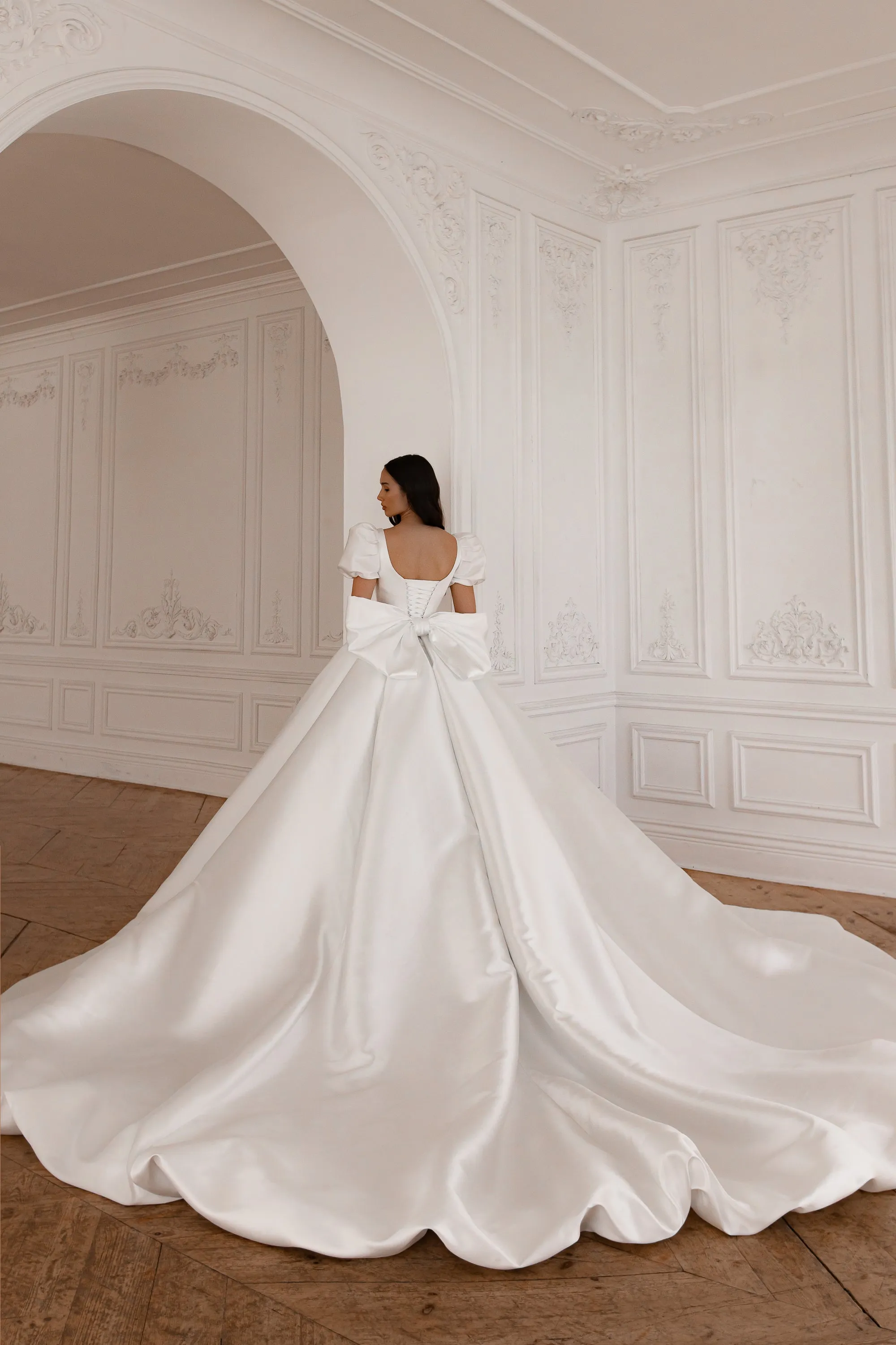 Mikado Wedding Gown Aurora with Long Train sold by Olivia Bottega product image thumbnail 2