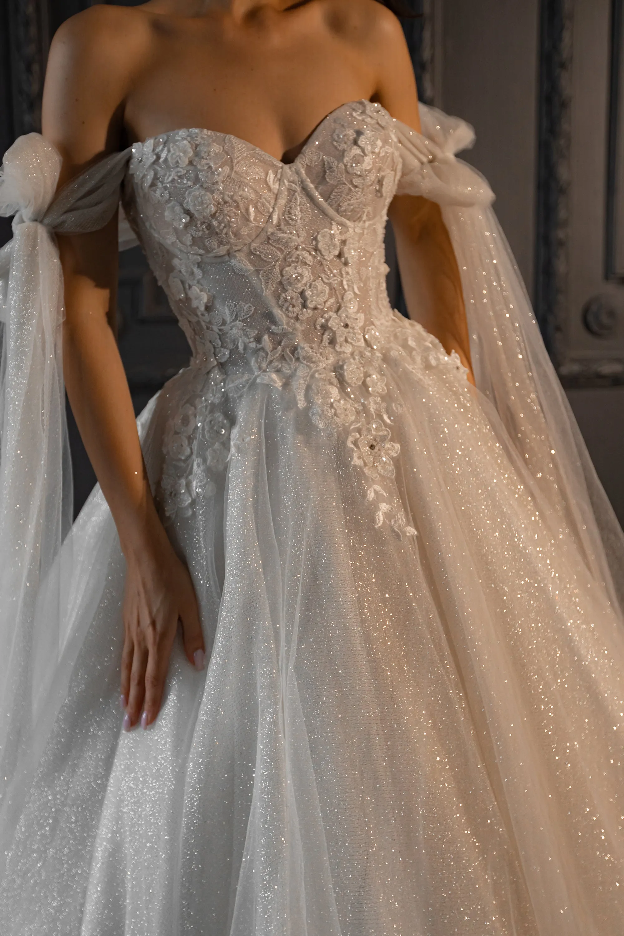 Floral Lace Wedding Dress Celia with Detachable Straps sold by Olivia Bottega product image thumbnail 2
