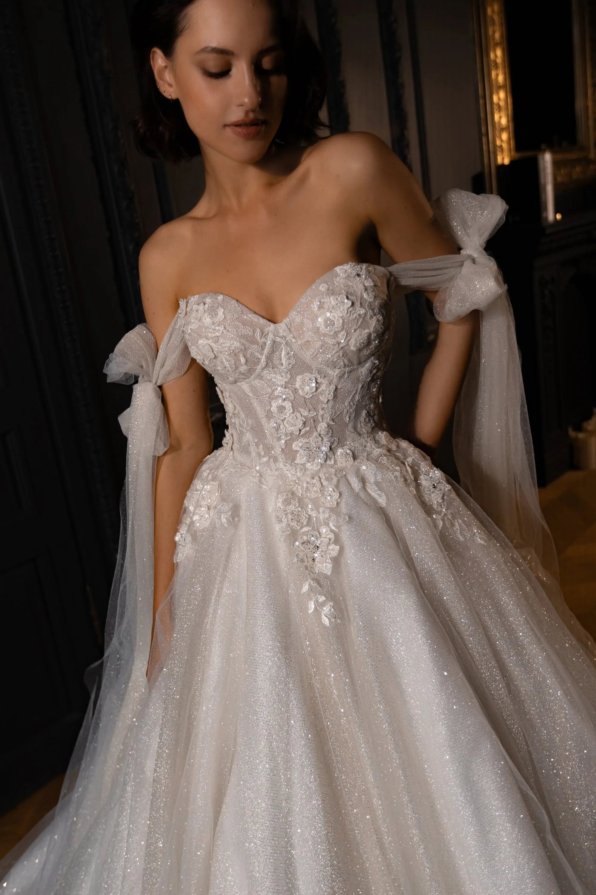 Floral Lace Wedding Dress Celia with Detachable Straps sold by Olivia Bottega product image thumbnail 4