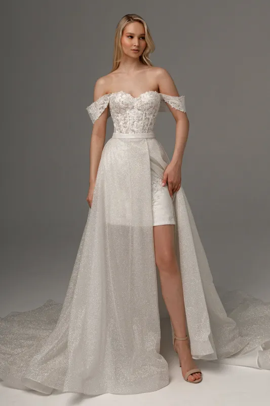 2 in 1 Wedding Dress Mitsis With Detachable Calista Skirt sold by Olivia Bottega
