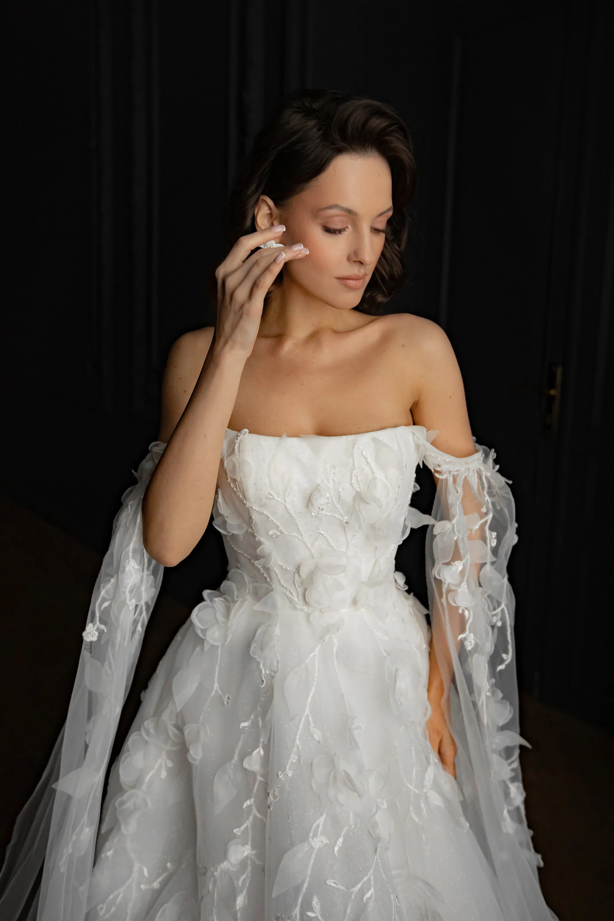 Floral Lace Wedding Dress Chyanne with Detachable Wings sold by Olivia Bottega product image thumbnail 2