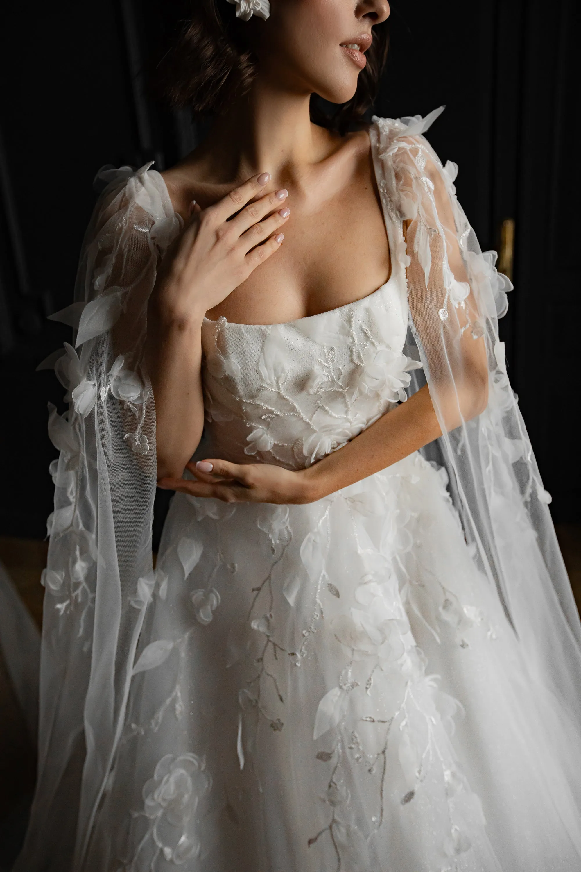 Floral Lace Wedding Dress Chyanne with Detachable Wings sold by Olivia Bottega product image thumbnail 4