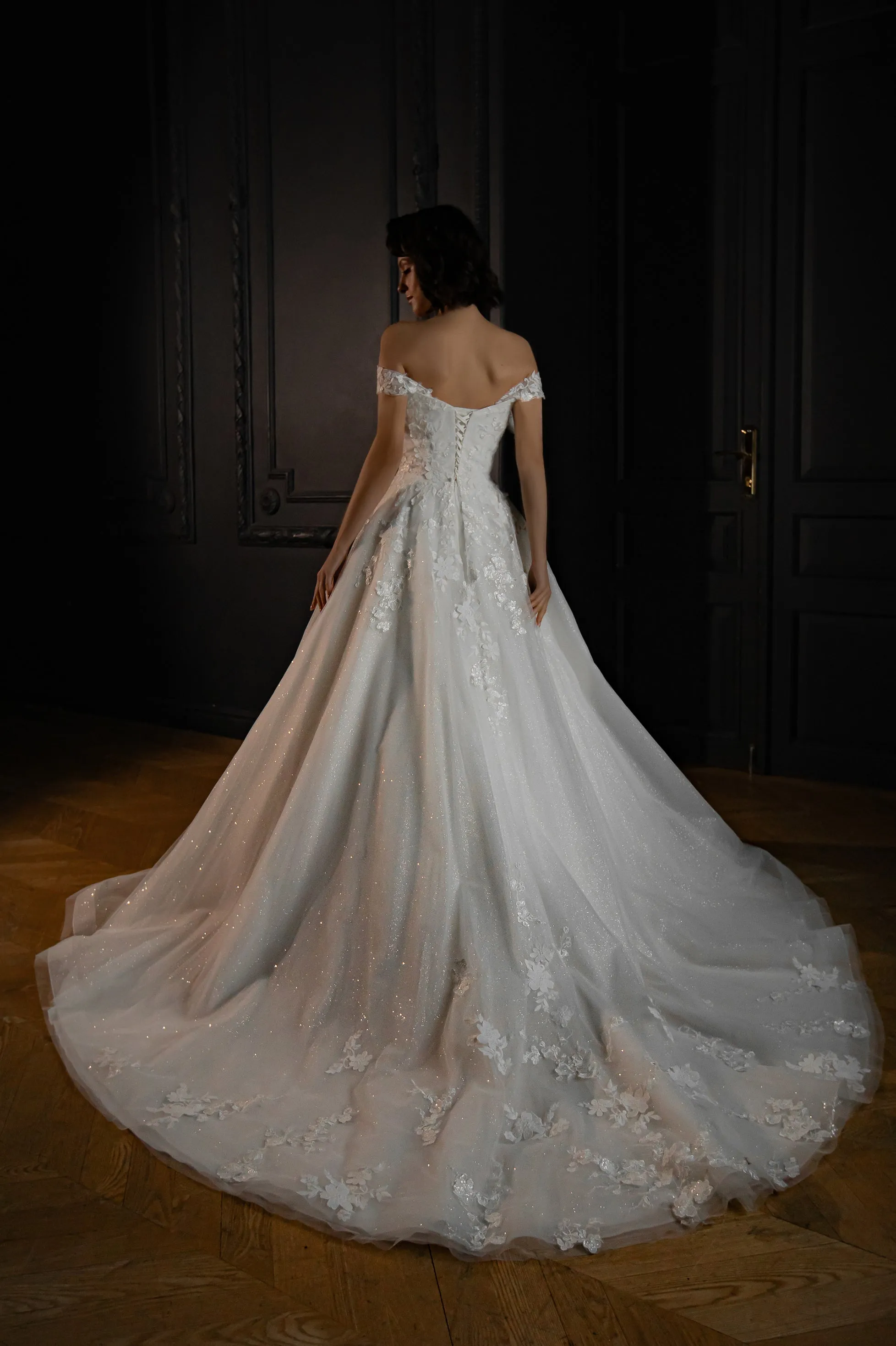 Floral Lace Tulle Wedding Dress Yoki with Detachable Straps sold by Olivia Bottega product image thumbnail 4