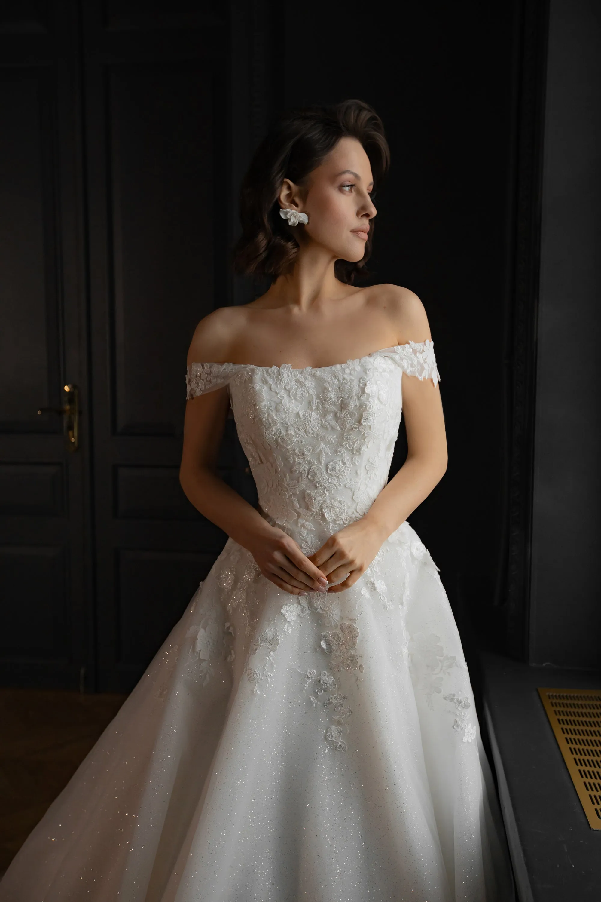 Floral Lace Tulle Wedding Dress Yoki with Detachable Straps sold by Olivia Bottega product image thumbnail 2
